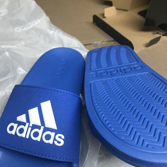 adidas Kids Adilette Shower Slide, Blue New - Picture 3 of 5